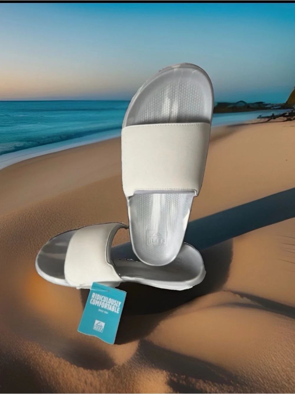 Reef Men's Size 10 Tailslide Slip on Sandals. White. New with Tags